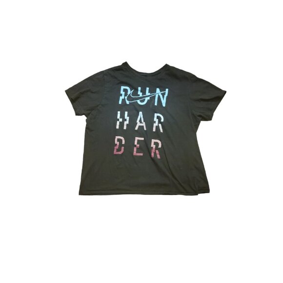 Nike SwooshShirt Adult Extra Large Run Harder Logo Athletic Cut XL Black - Picture 1 of 4